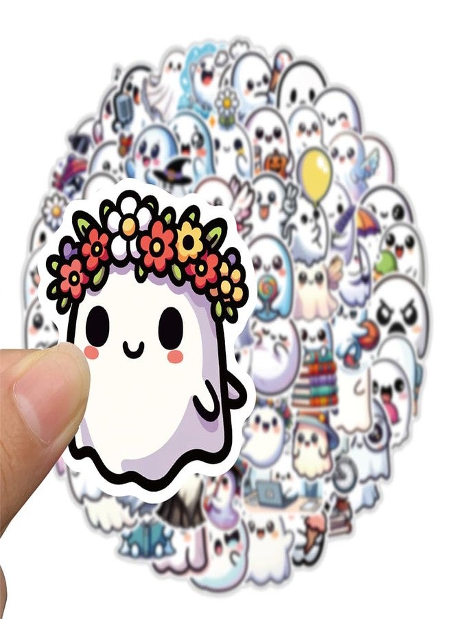 Auconda 100 PCS Halloween Ghost Theme Vinyl Stickers, Cute Ghost Decorative Stickers for Parties, Suitable for Children, Teens, and Adults, Ideal for Water Bottles, Laptops, and Cups - Image 2